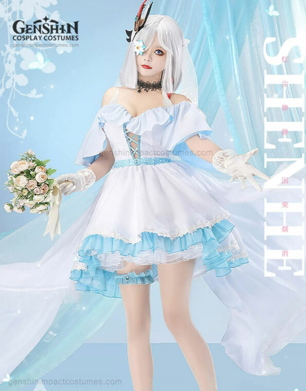 Shenhe Wedding Dress Costume Genshin Impact Outfits (2)